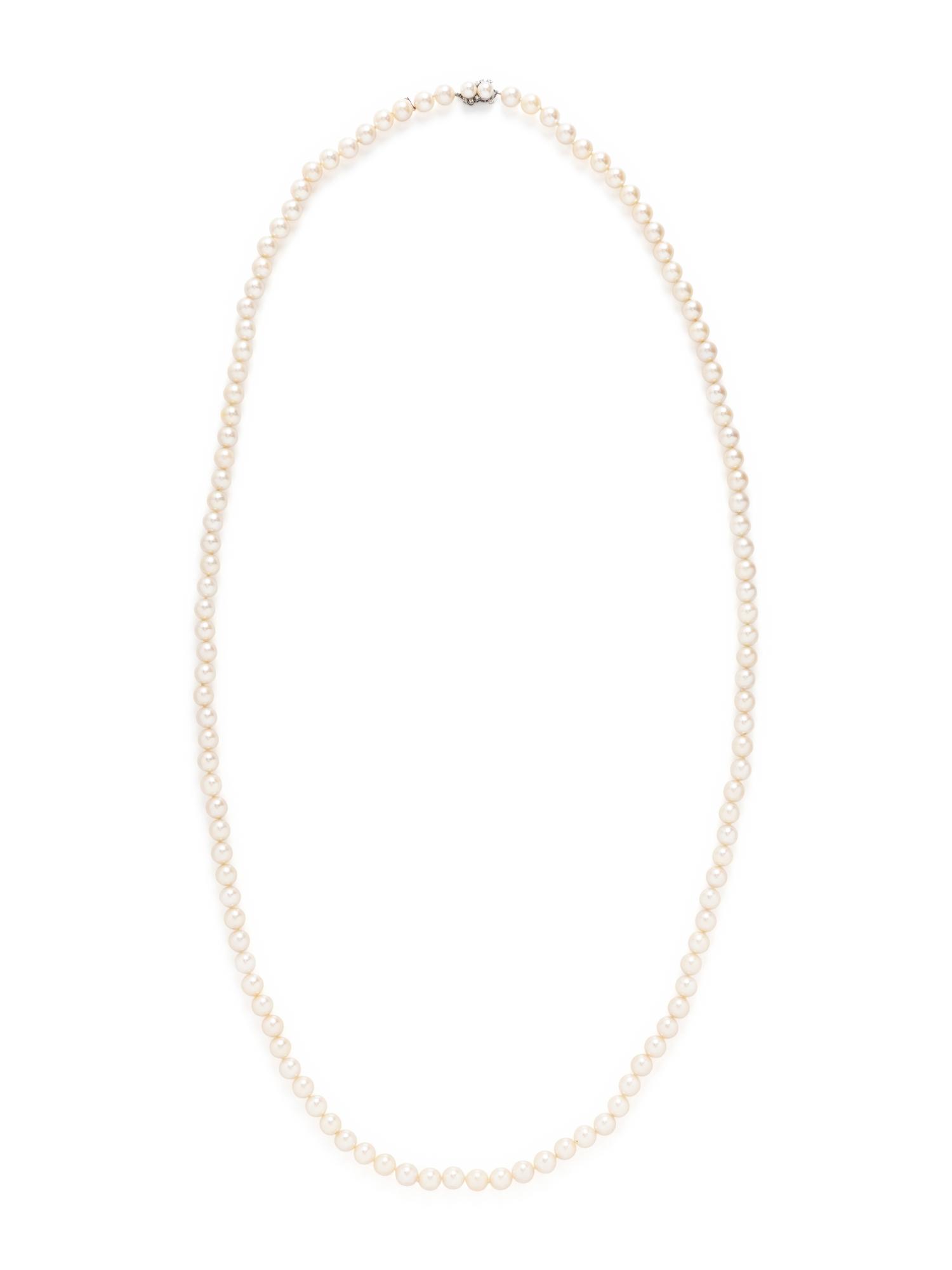 CULTURED PEARL AND DIAMOND NECKLACE
