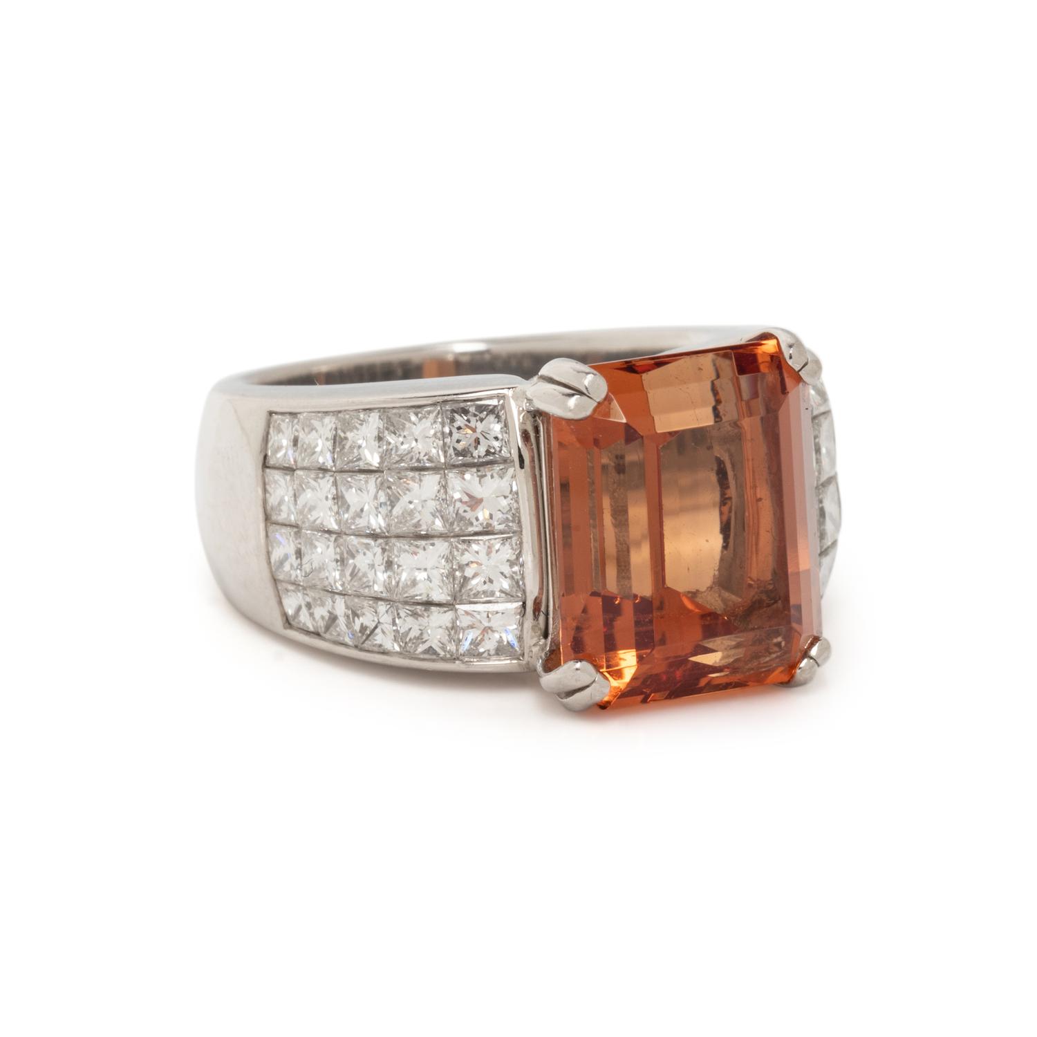 ORANGE TOPAZ AND DIAMOND RING