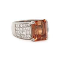 ORANGE TOPAZ AND DIAMOND RING