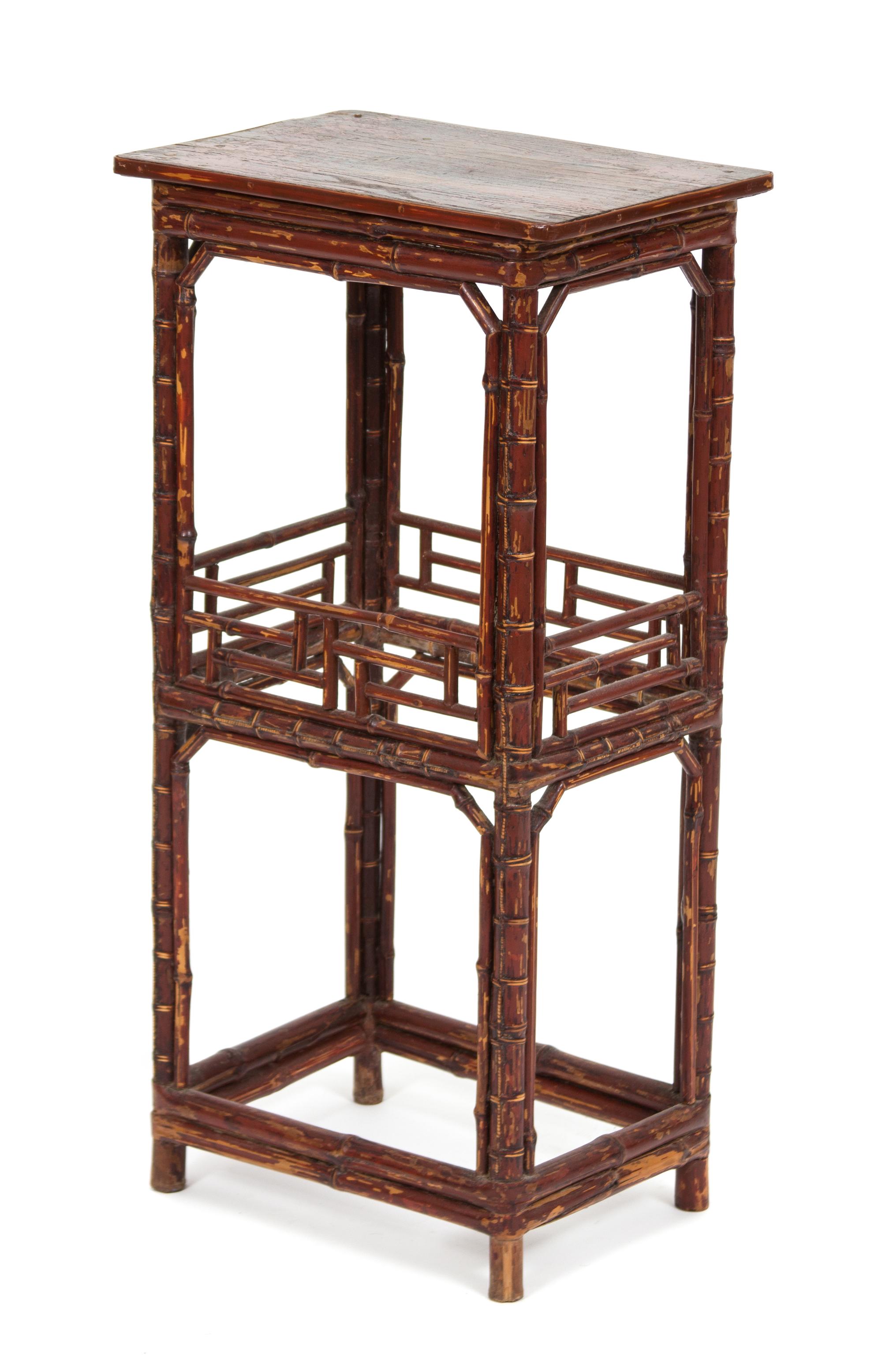 A Victorian Style Bamboo Two-Tier Side Table Height 32 x width 16 x depth 11 inches. — 20TH CENTURY