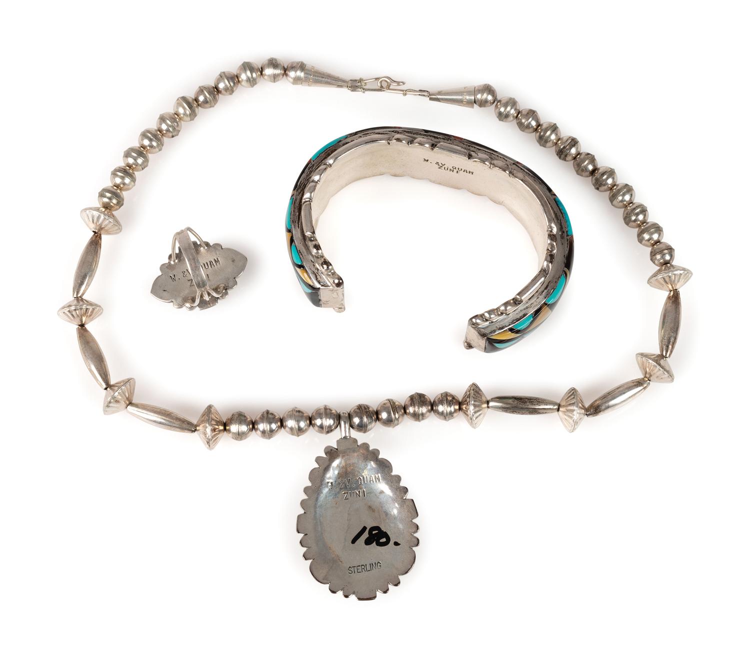 Silver and Mosaic Inlay Jewelry Suite