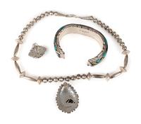 Silver and Mosaic Inlay Jewelry Suite