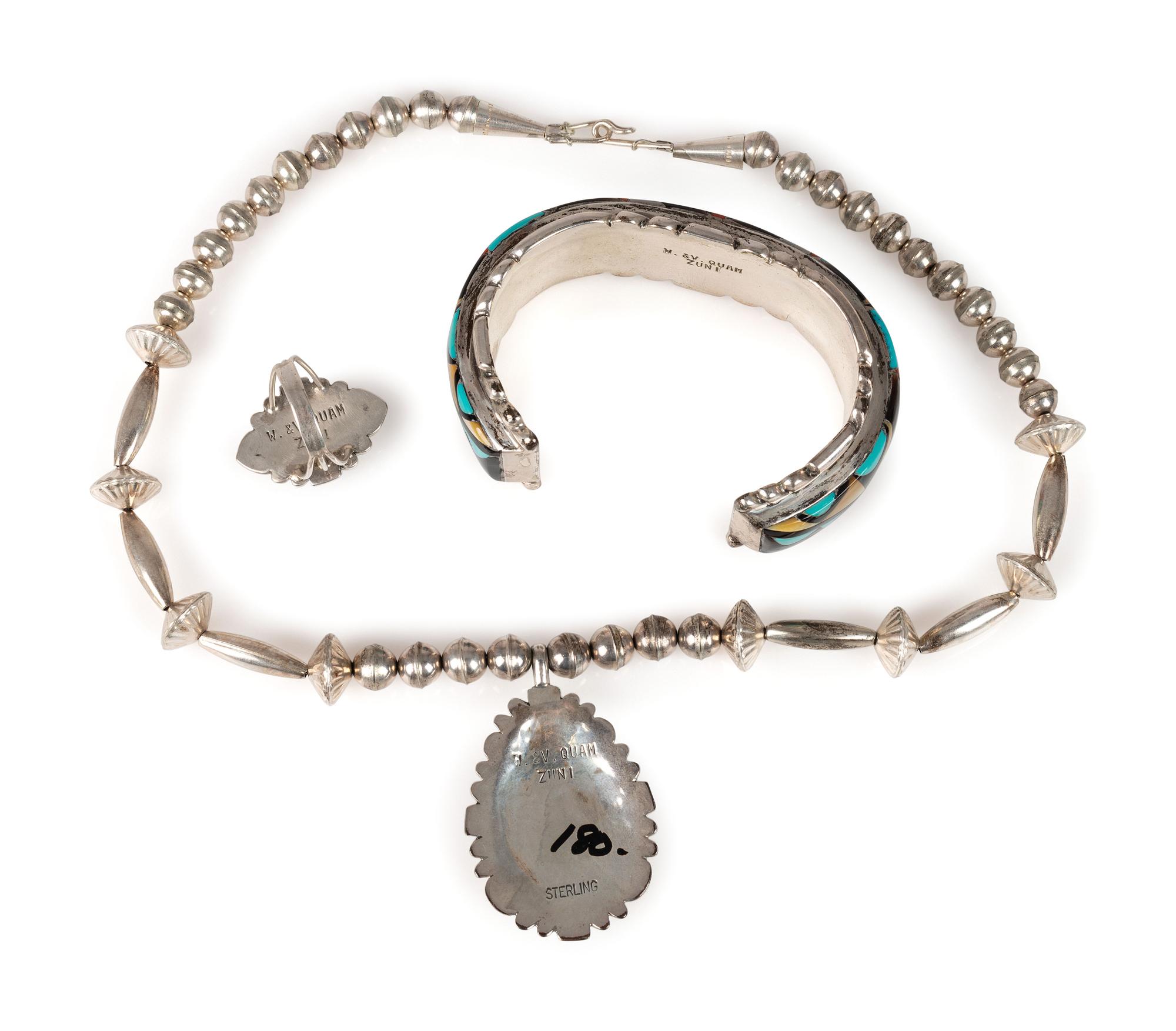 Silver and Mosaic Inlay Jewelry Suite