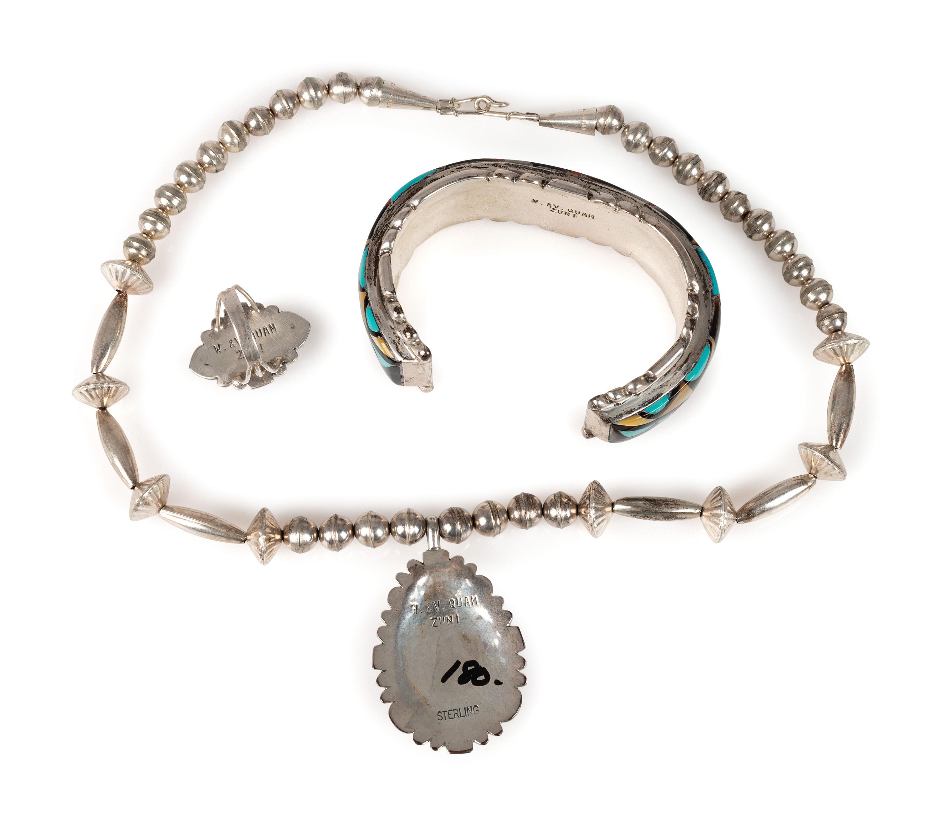 Silver and Mosaic Inlay Jewelry Suite