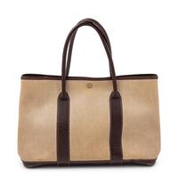 Hermès Beige Toile and Brown Garden Party MM Tote, 2002
