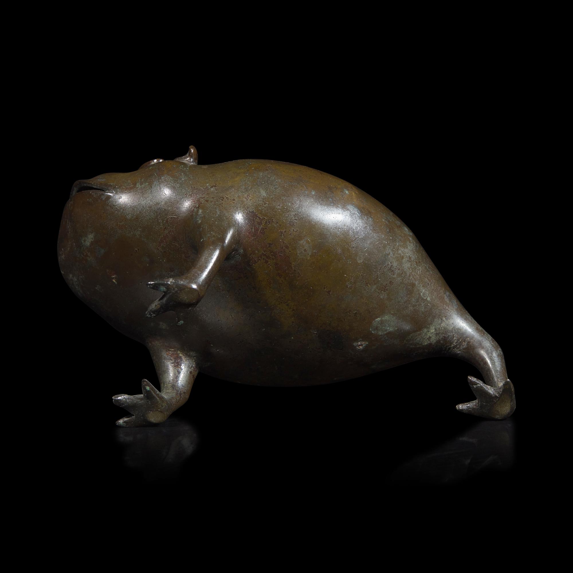 A Chinese Patinated Bronze "Liuhai and Toad" Censer, 17th/18th Century 清早中期 銅劉海戲金蟾香爐