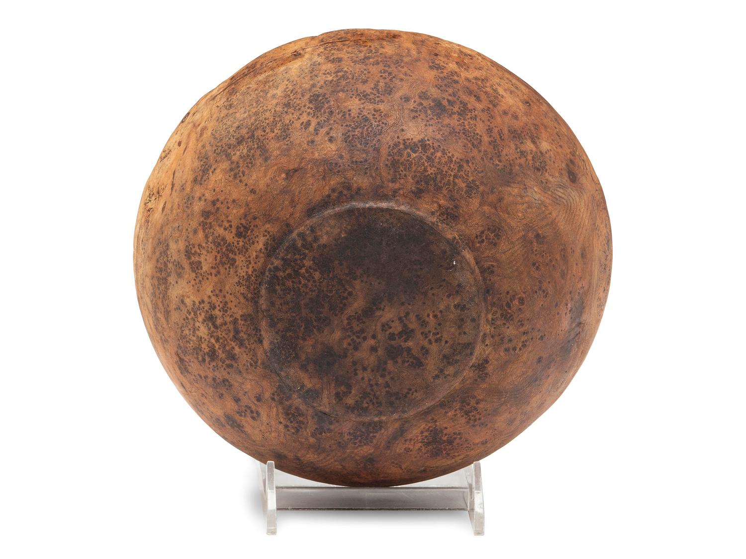 A Carved Burlwood Dough Bowl