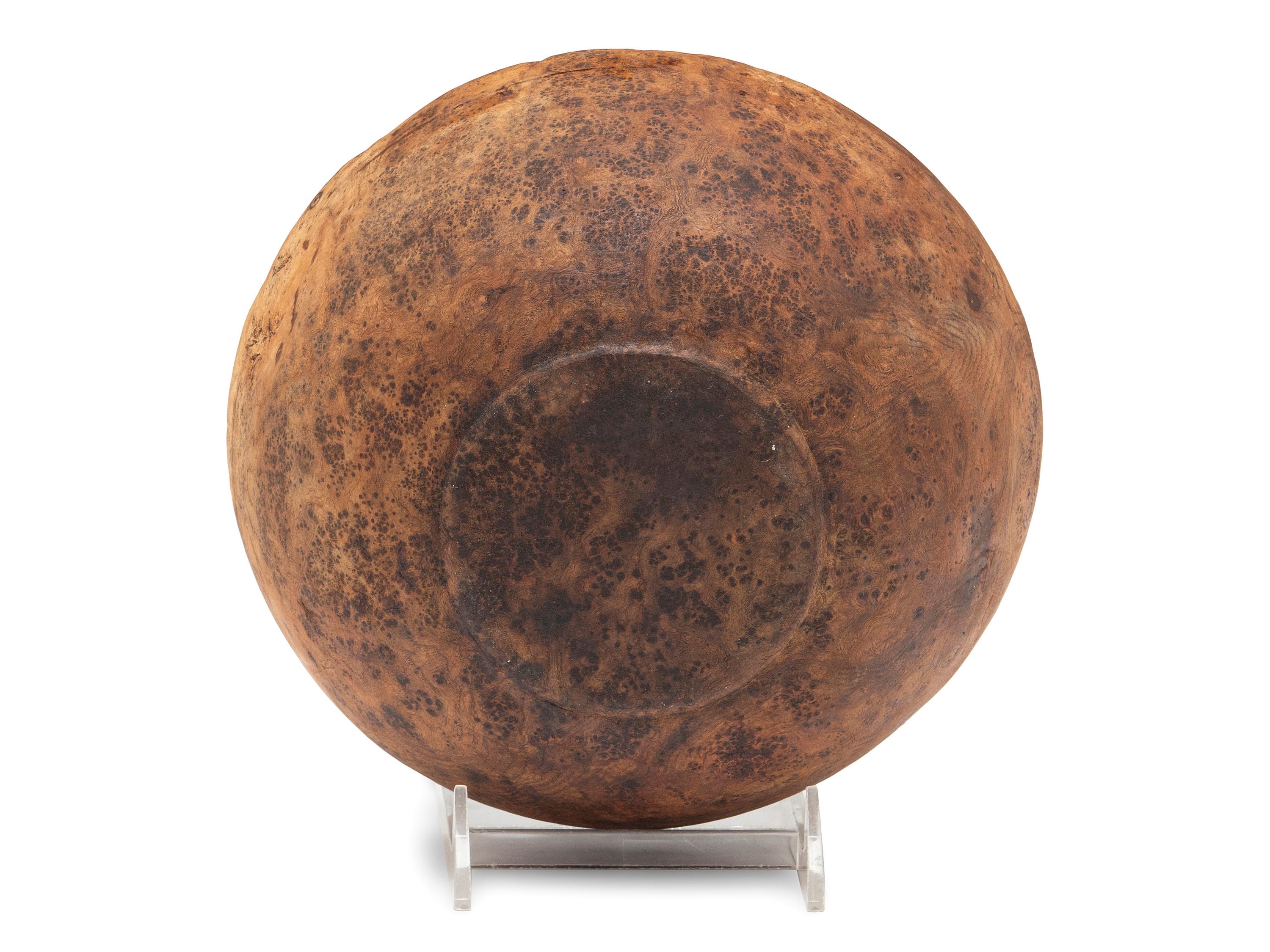 A Carved Burlwood Dough Bowl