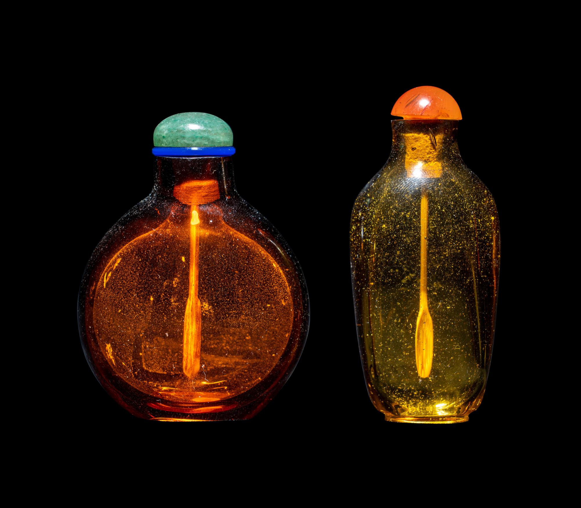 Two Chinese Transparent Glass Snuff Bottles