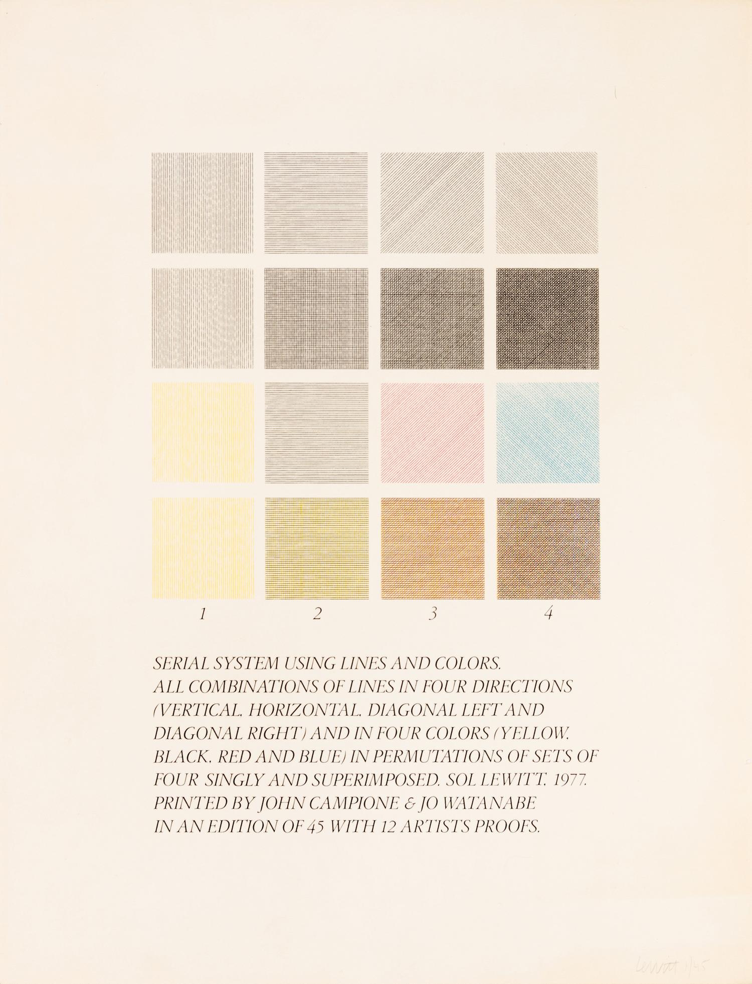 Serial System Using Lines and Color (set of five screenprints with cover sheet)