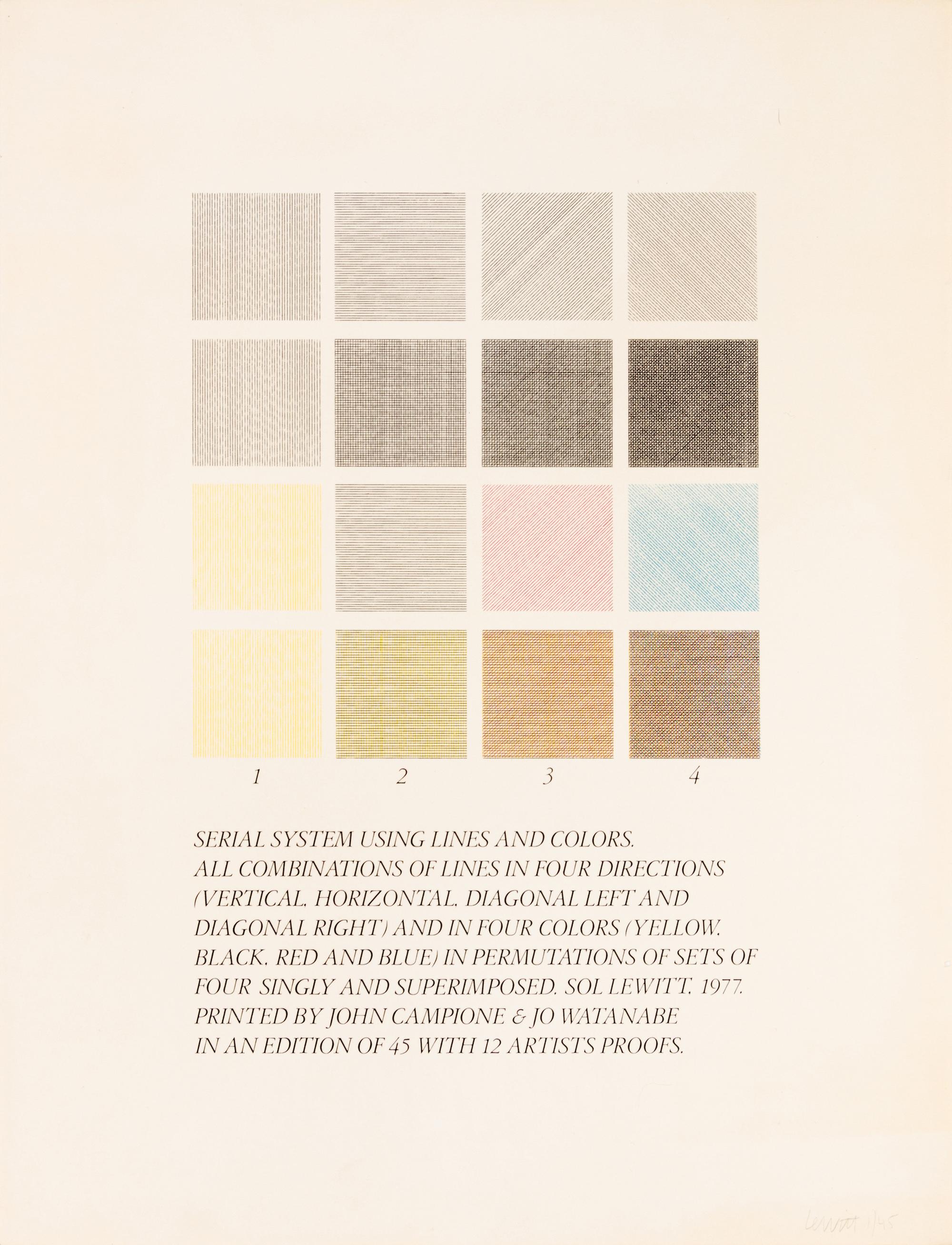 Serial System Using Lines and Color (set of five screenprints with cover sheet)