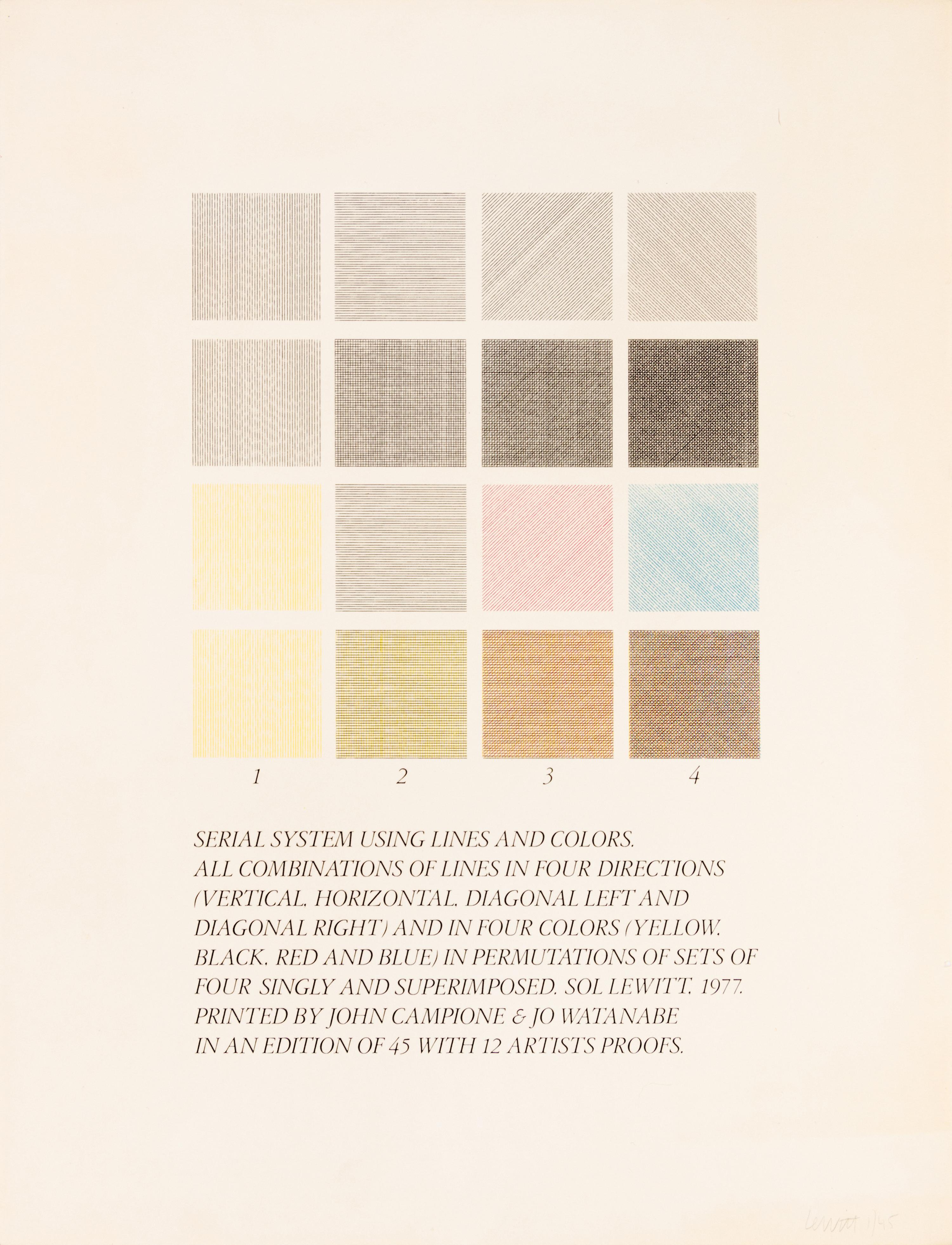 Serial System Using Lines and Color (set of five screenprints with cover sheet)