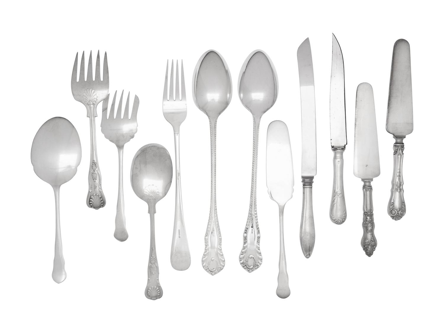 A Group of Silver-Plate Flatware Articles