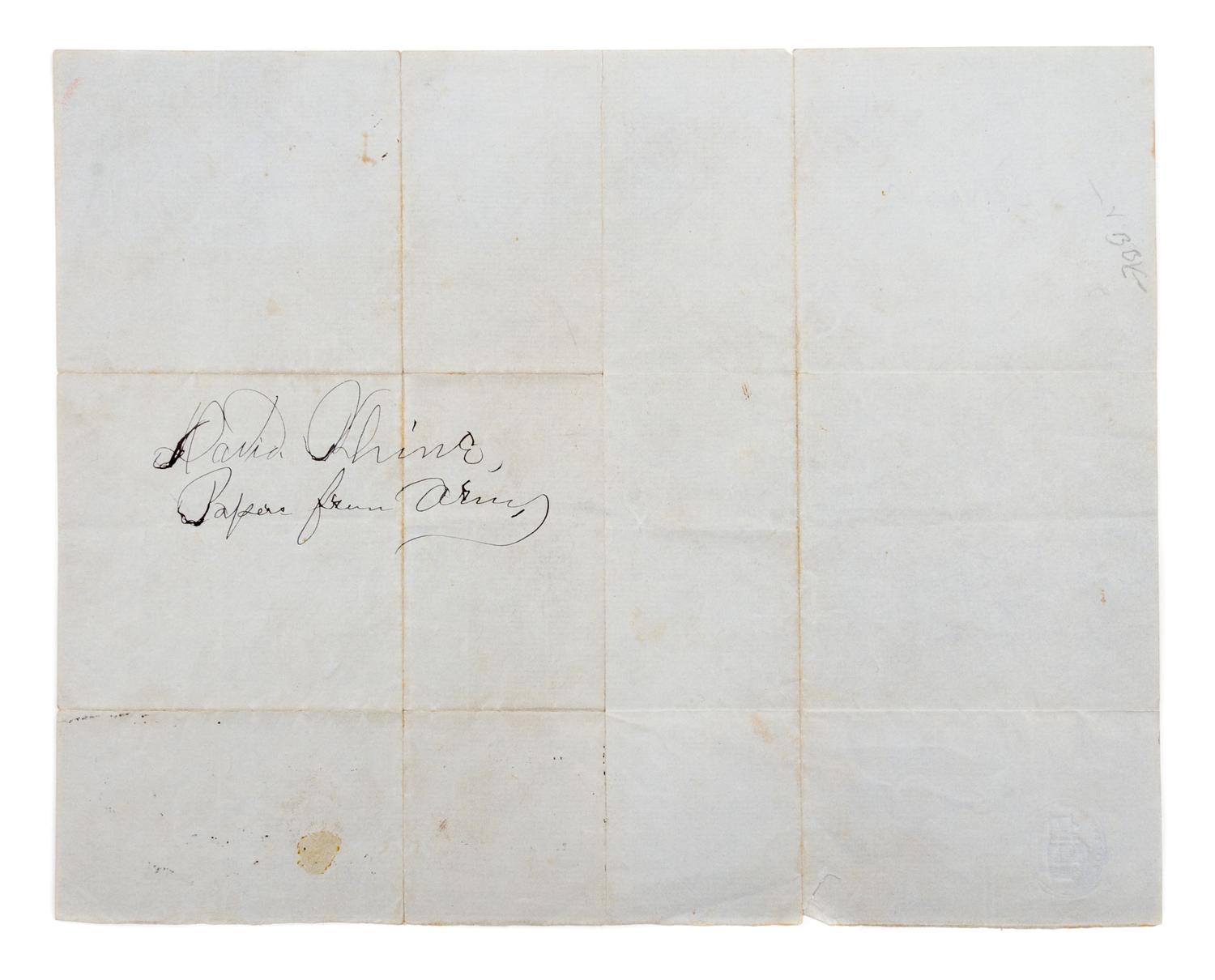 (CIVIL WAR) RANDOLPH, GEORGE W. Autographed letter signed, Virginia, June 13, 1862. Re: appointment of Capt. David Rhine to TX Calvalry