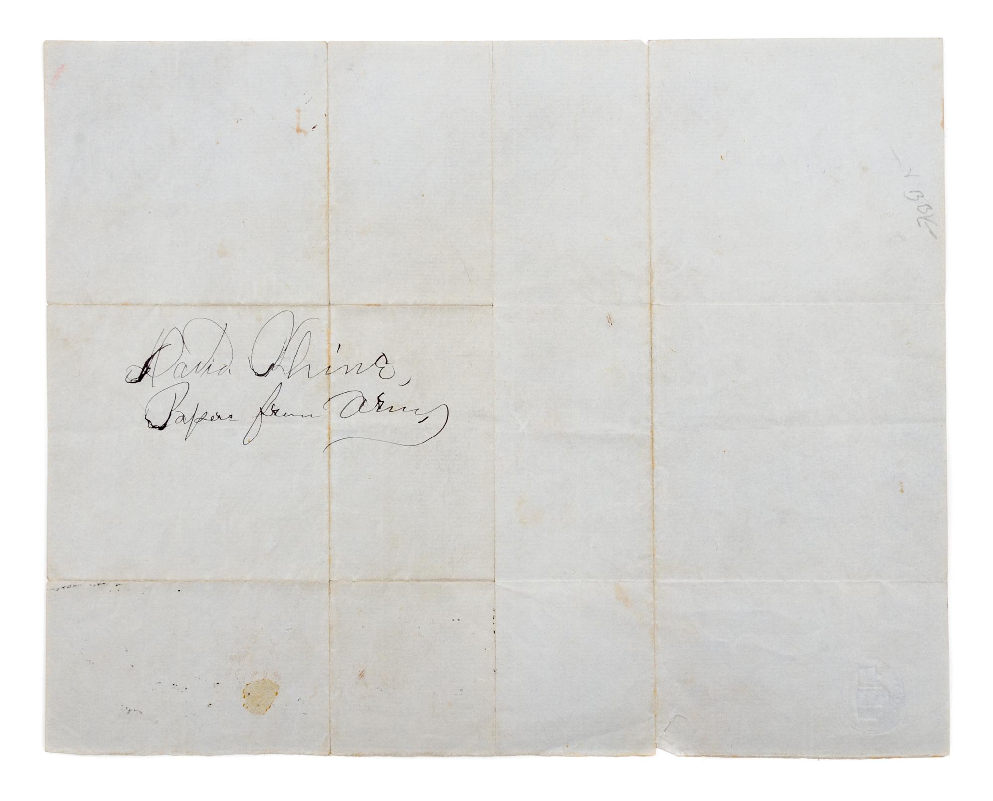 (CIVIL WAR) RANDOLPH, GEORGE W. Autographed letter signed, Virginia, June 13, 1862. Re: appointment of Capt. David Rhine to TX Calvalry