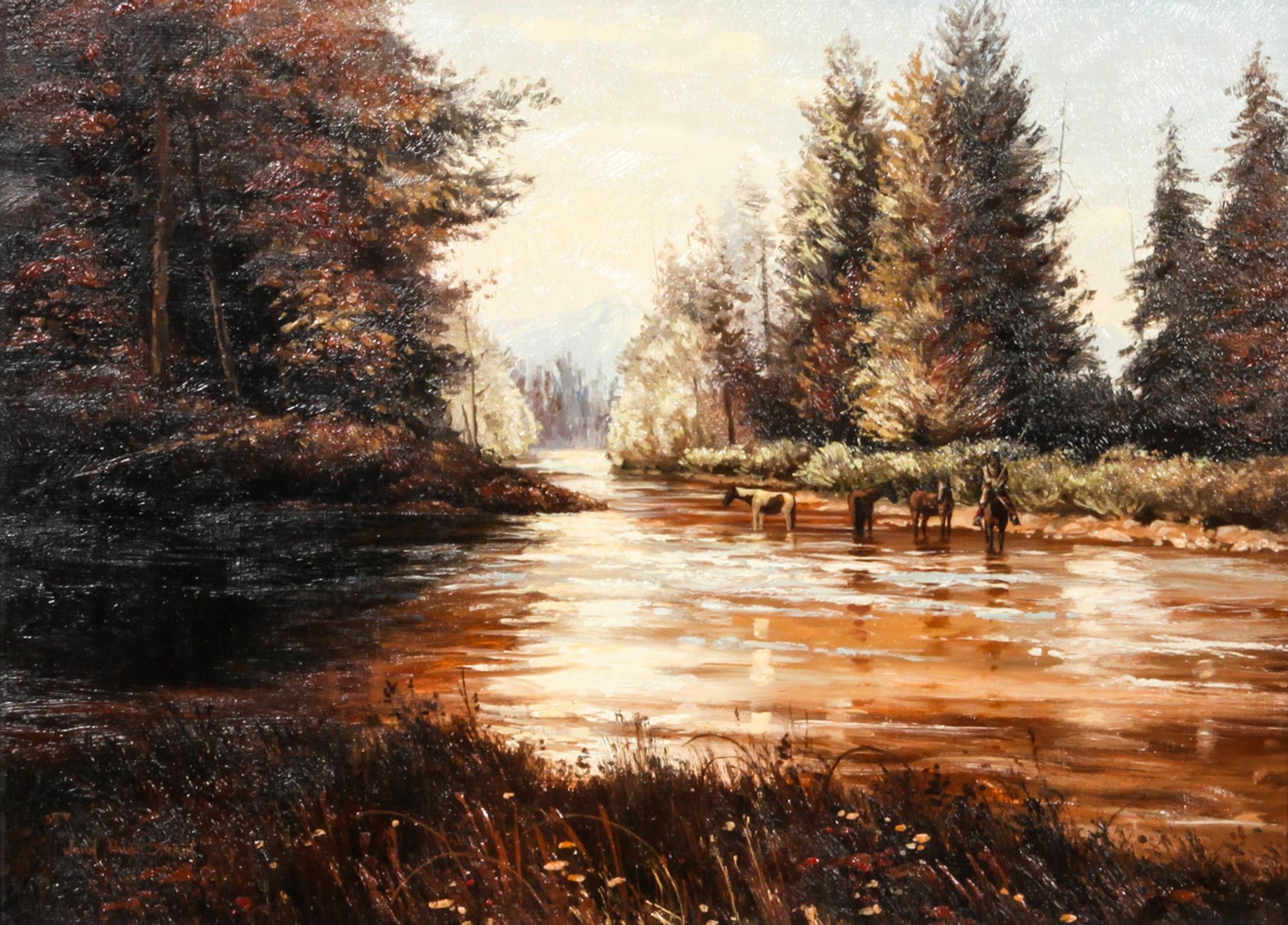 John Paul Strain, (American, b. 1955), Horses at the River, 1980