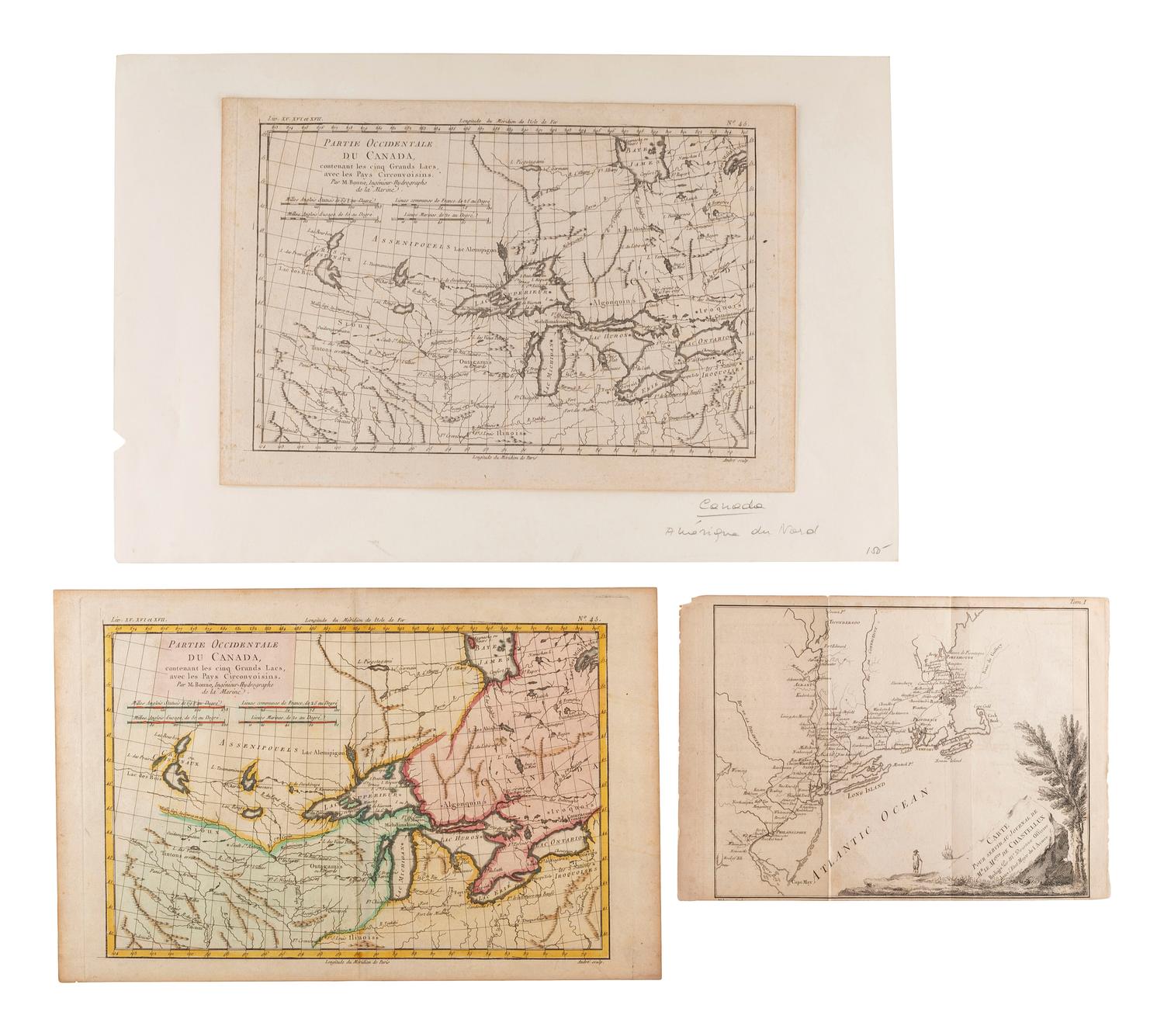[MAPS & ATLASES]. A group of five 18th-century maps of North America, plus.