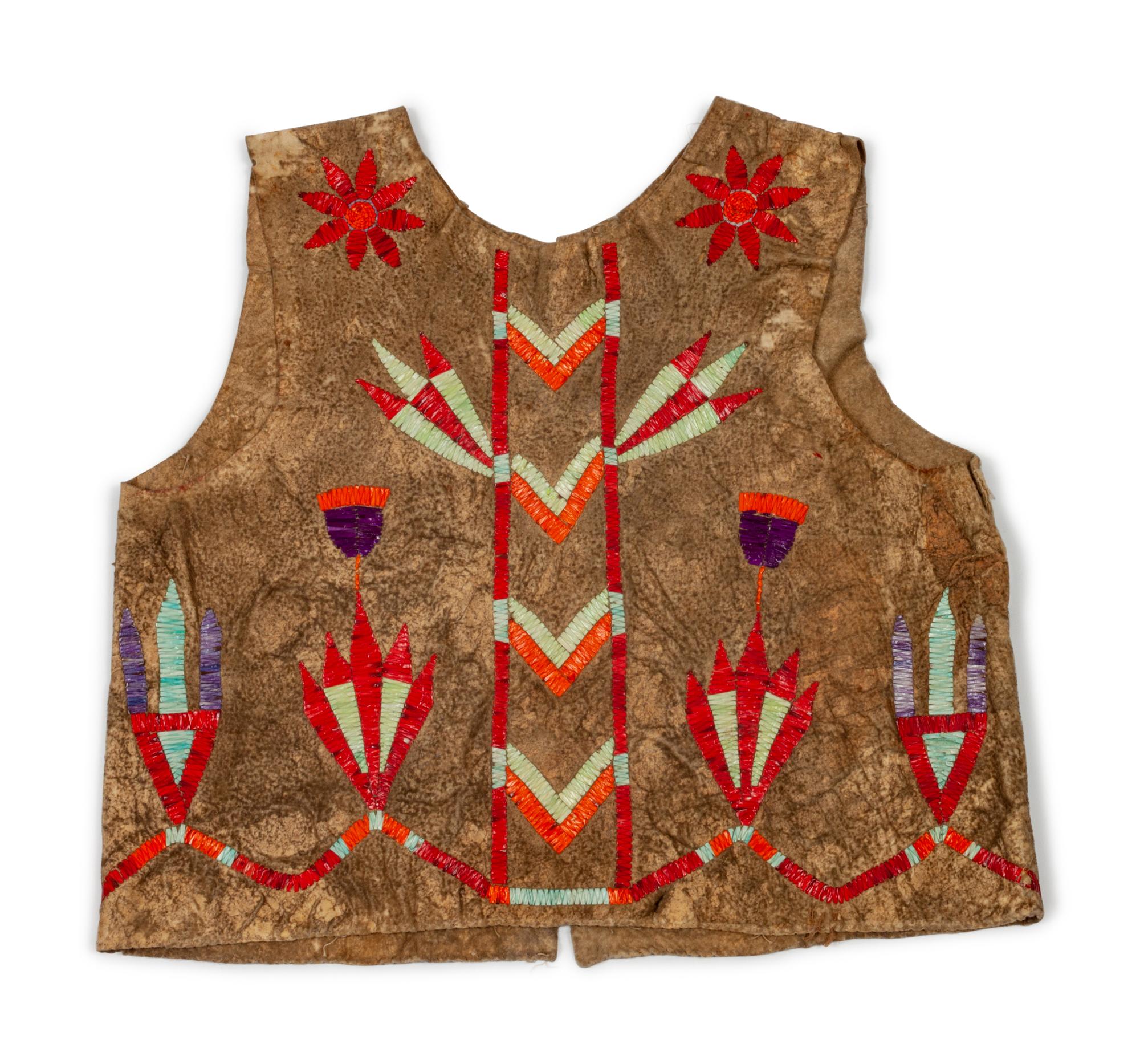 Sioux Child's Quilled Hide Vest