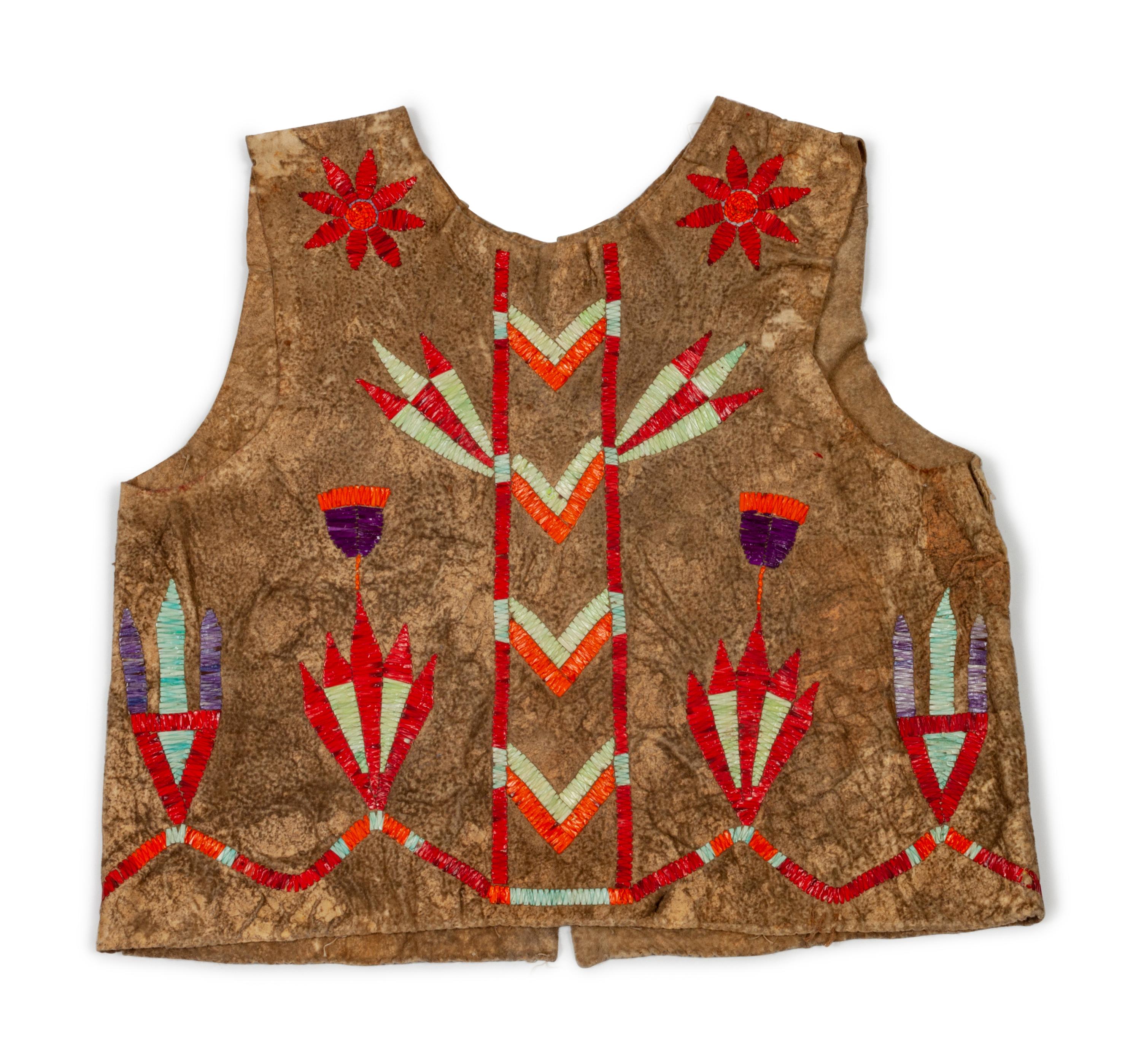 Sioux Child's Quilled Hide Vest
