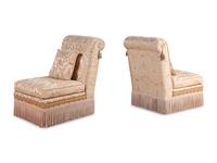 A Pair of Custom Upholstered Slipper Chairs