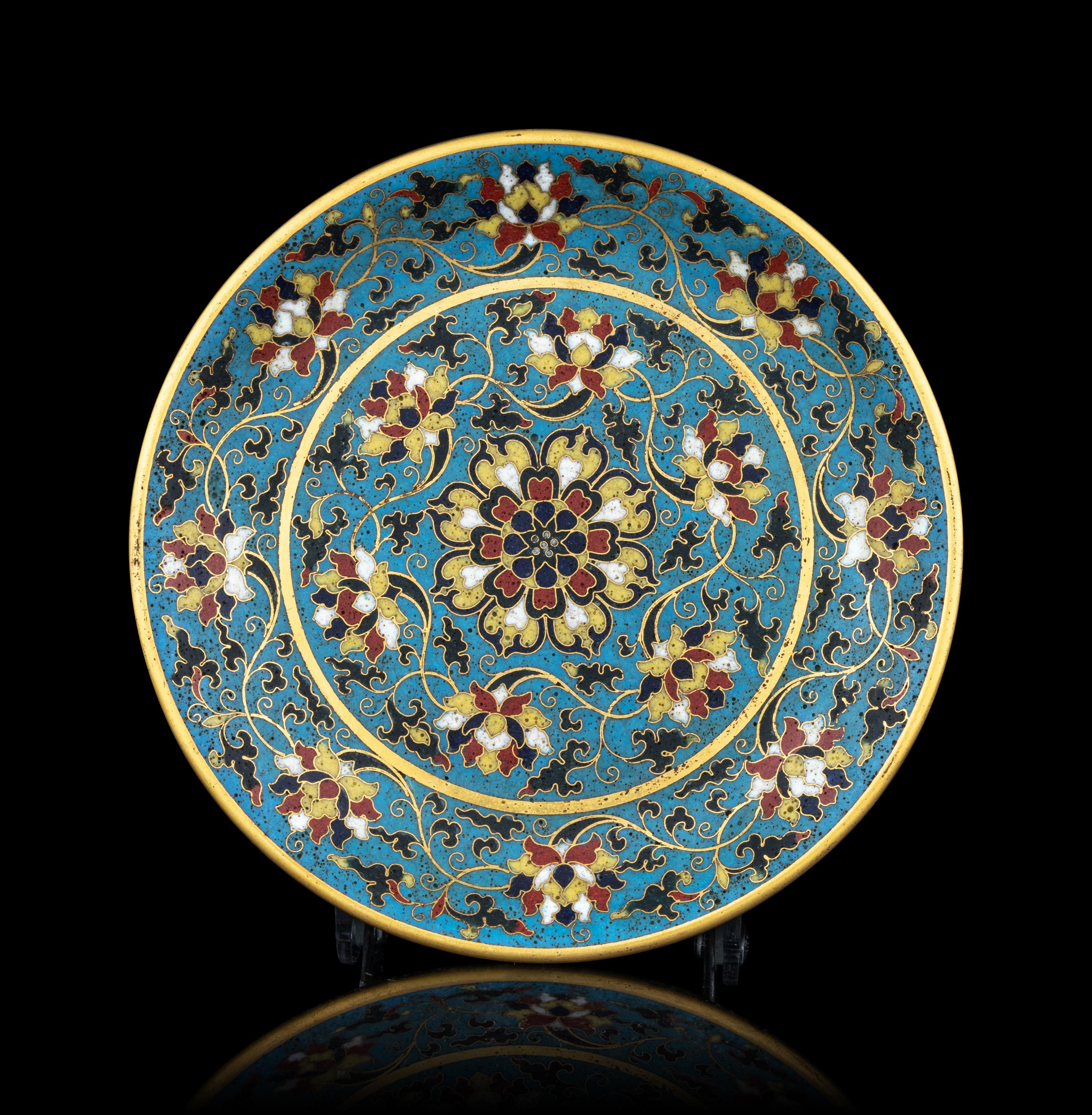A Cloisonné Enamel 'Lotus' Plate