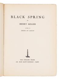 MILLER, Henry (1891-1980). Black Spring. Paris: Obelisk Press, [1936].