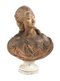 A French Terra Cotta Bust Height overall 23 1/2 inches. — AFTER AUGUSTIN PAJOU, 19TH CENTURY