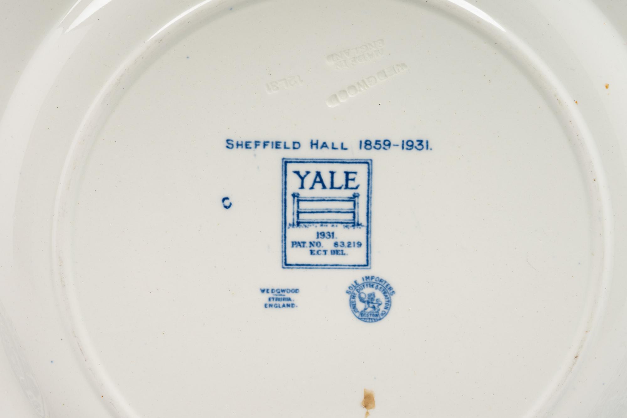 Twelve Wedgwood Dinner Plates of Yale University Interest