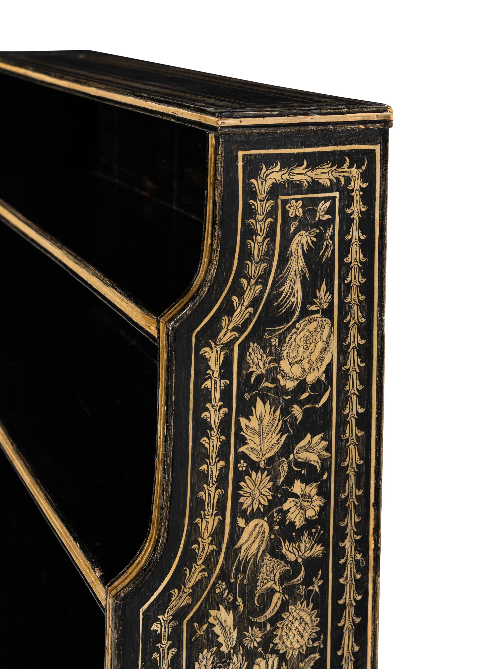 An English Penwork 'Waterfall' Bookcase