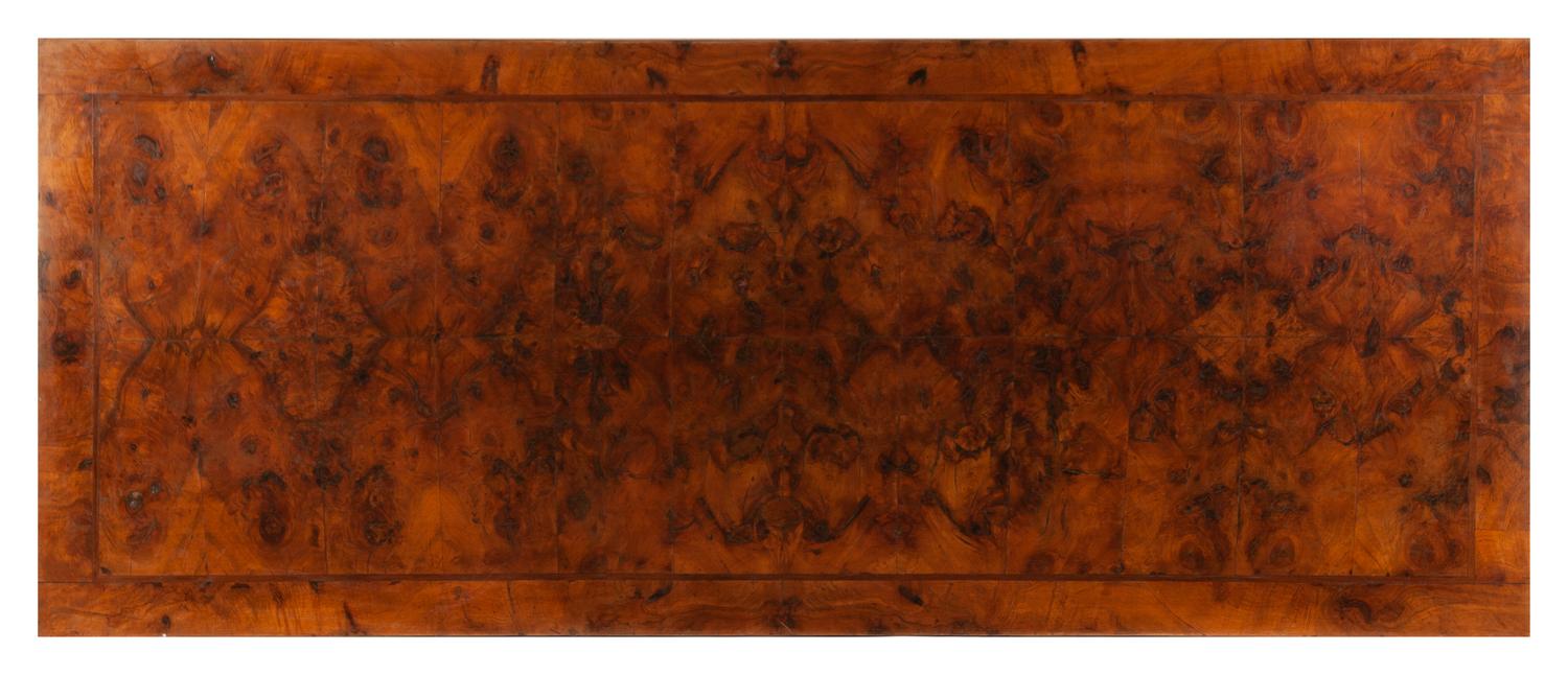 An Italian Neoclassical Burlwood Dining Table Height 31 1/2 x length 99 x depth 39 1/2 inches. — LATE 19TH/EARLY 20TH CENTURY