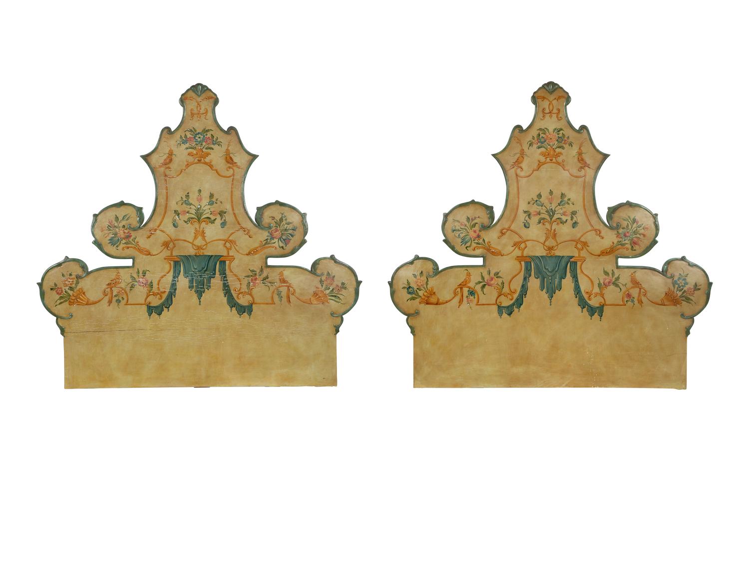 A Pair of Venetian Style Painted Headboards