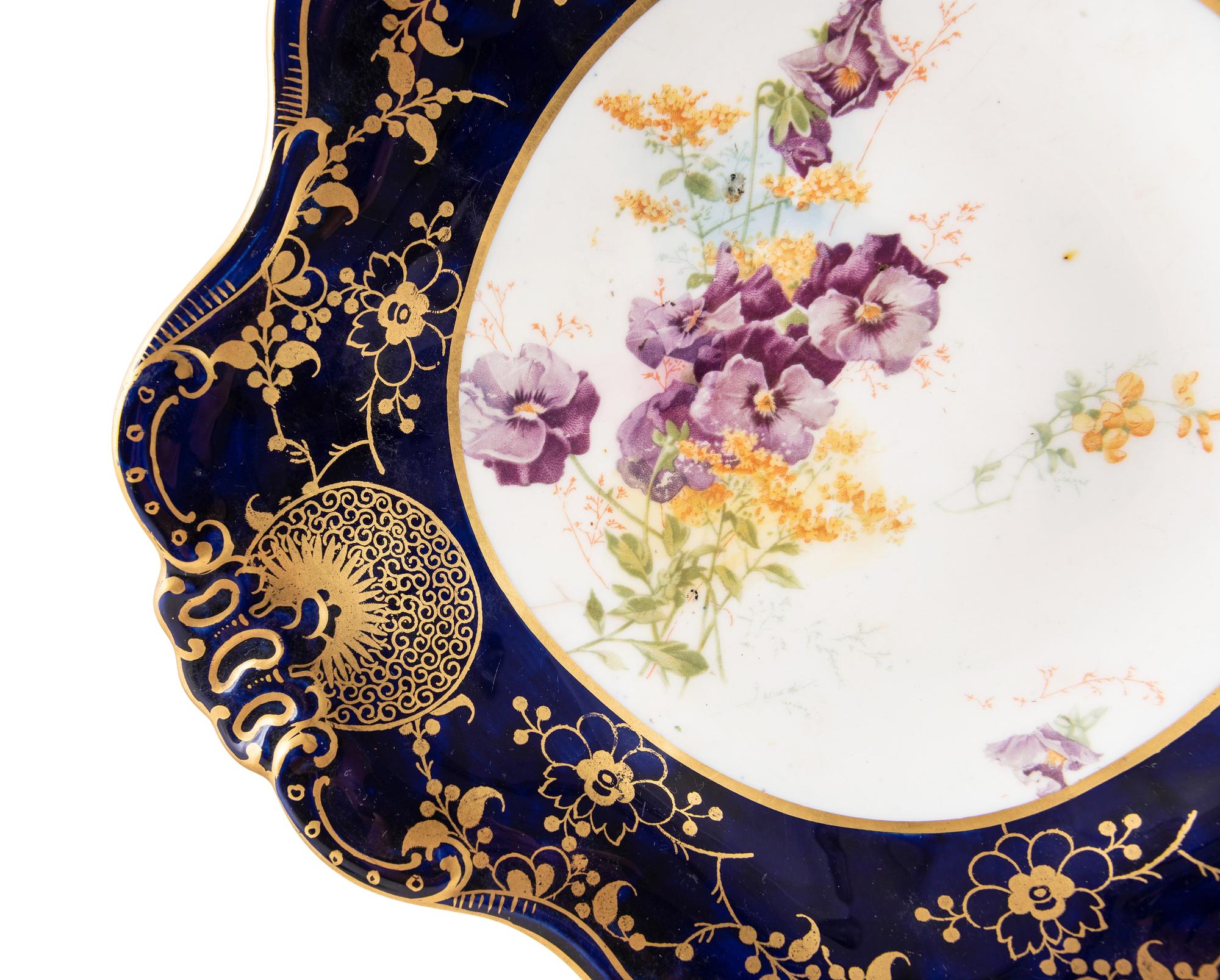 A Group of Doulton Burslem Cobalt Porcelain Tableware