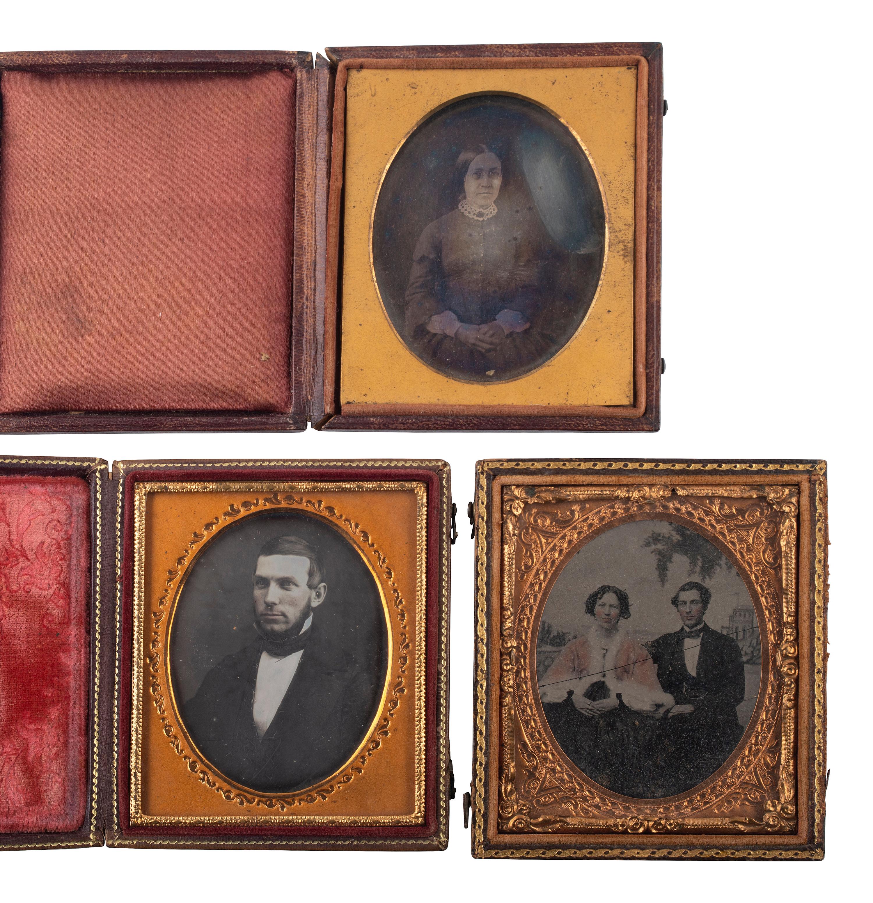 [EARLY PHOTOGRAPHY]. 23 cased images, incl. daguerreotype, ambrotype, and tintype portraits