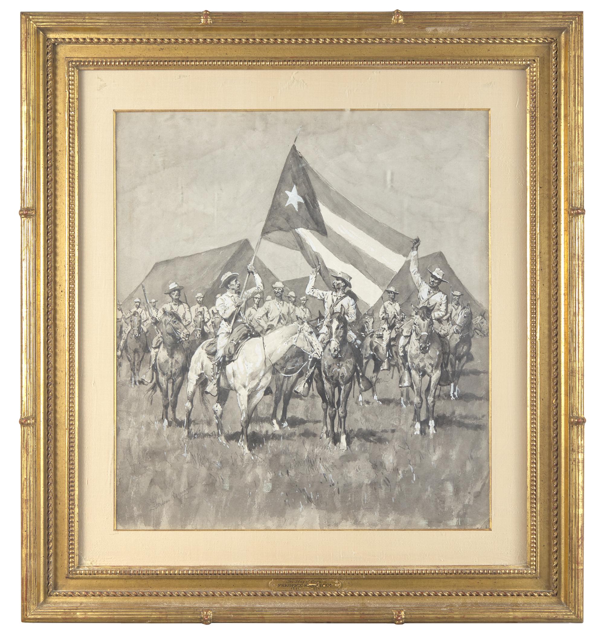 The Flag of Cuba (The Flag of Cuba-Insurgent Calvary Drawn up for a Charge) , 1896