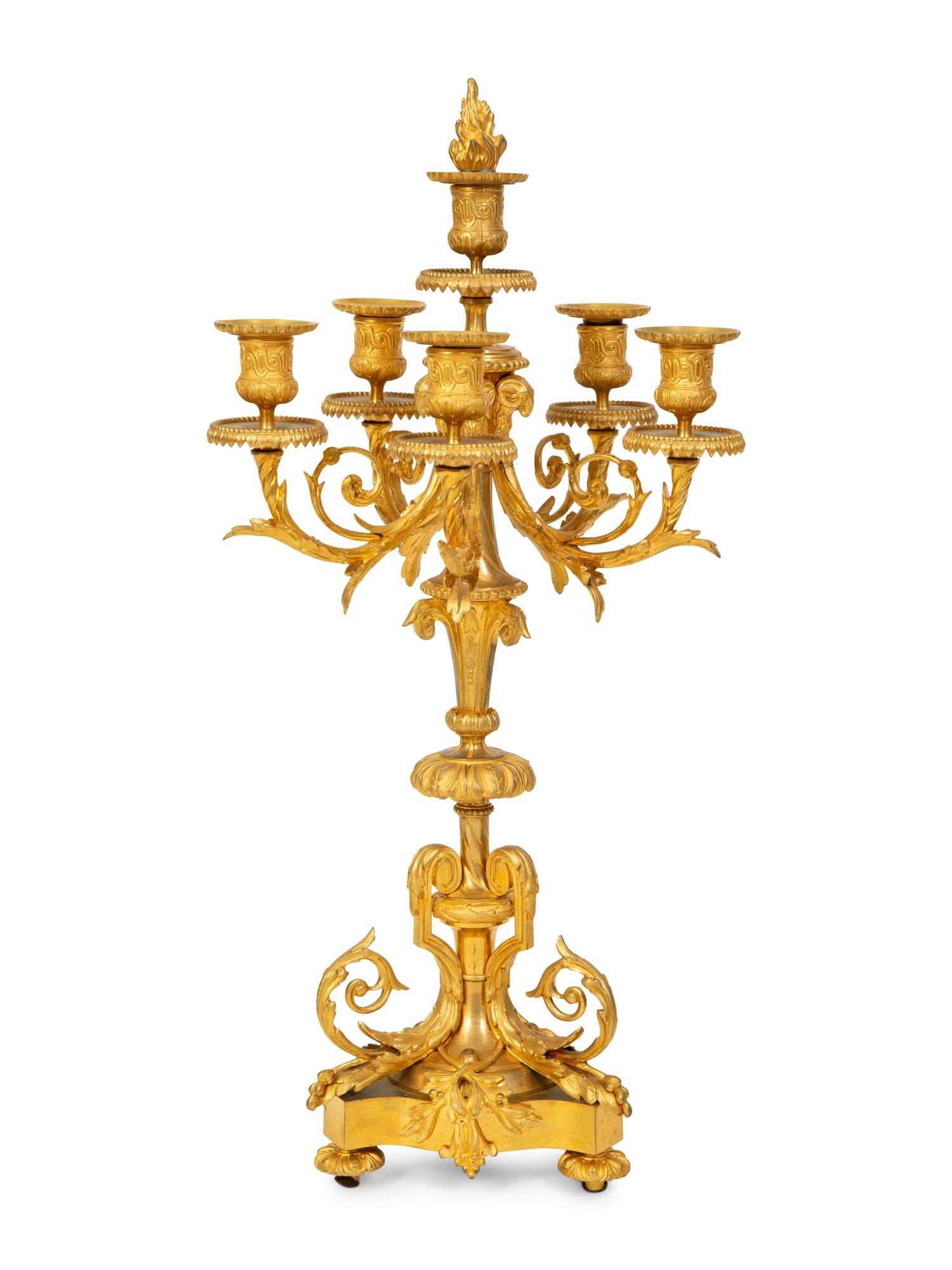 A Pair of Napoleon III Gilt Bronze Five Light Candelabra — 19TH CENTURY