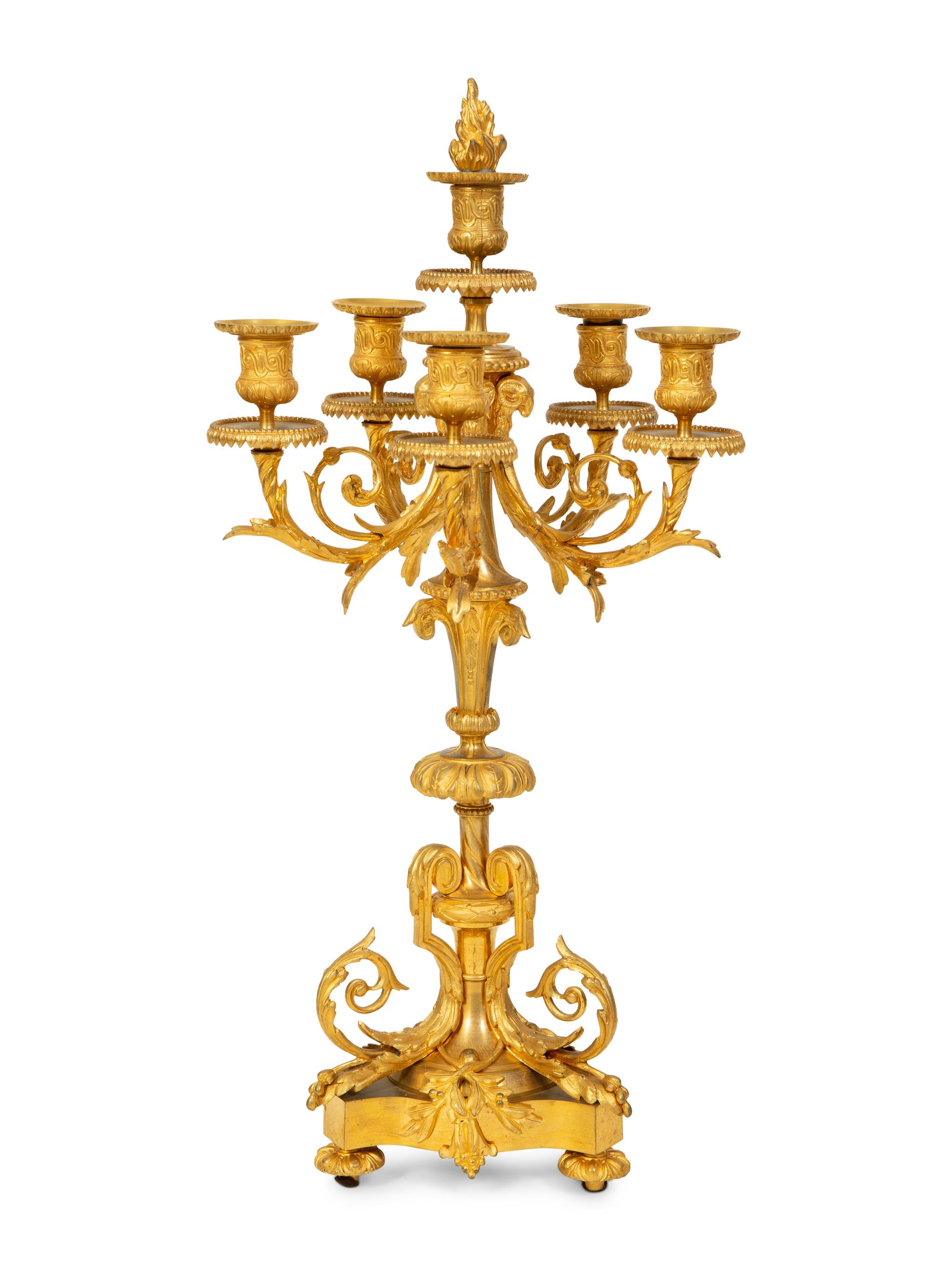 A Pair of Napoleon III Gilt Bronze Five Light Candelabra — 19TH CENTURY