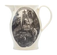 A Liverpool Transfer-Printed Creamware 'Emblem of America / Washington in Glory' Pitcher