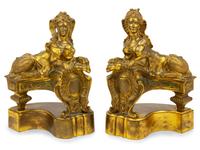 A Pair of Gilt Bronze Figural Chenets