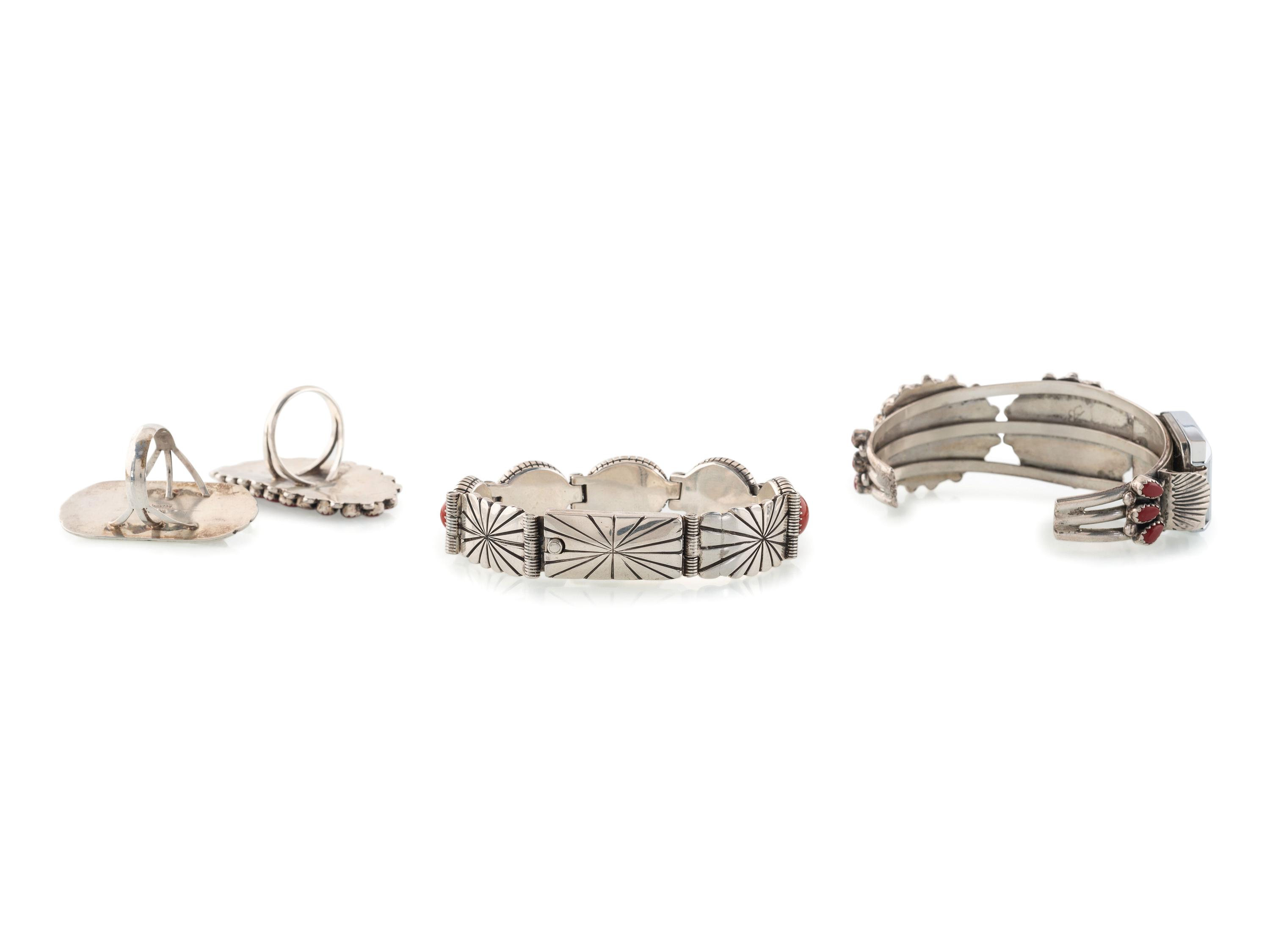Zuni and Navajo Coral and Silver Jewelry