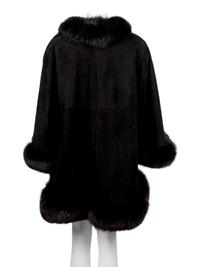 John F. Black Shearling Lined Coat trimmed in Fox, 2000's