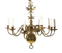 William & Mary Style Brass Ten-Light Chandelier — LATE 19TH/20TH CENTURY