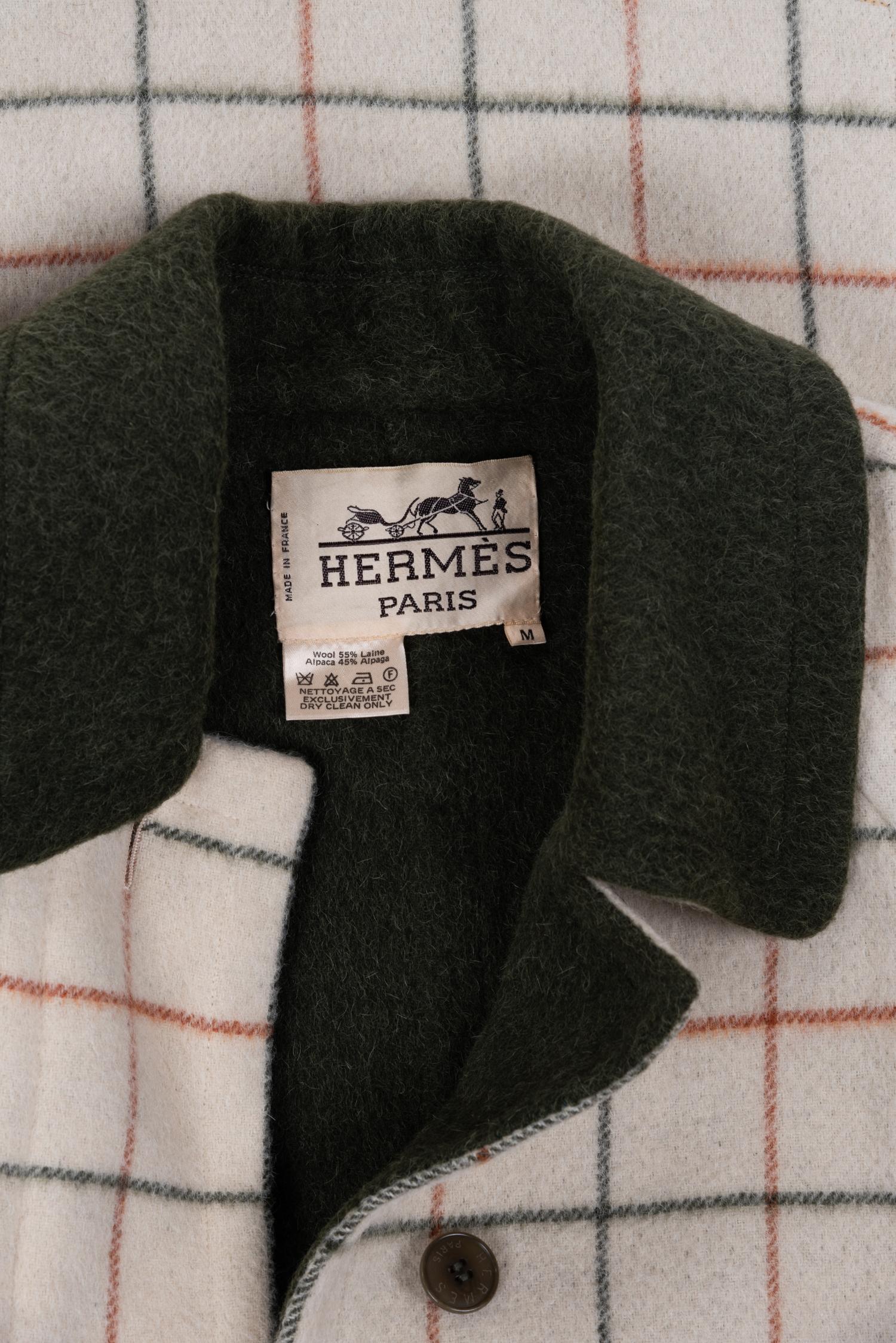 Hermès Wool Plaid Coat, 1980s