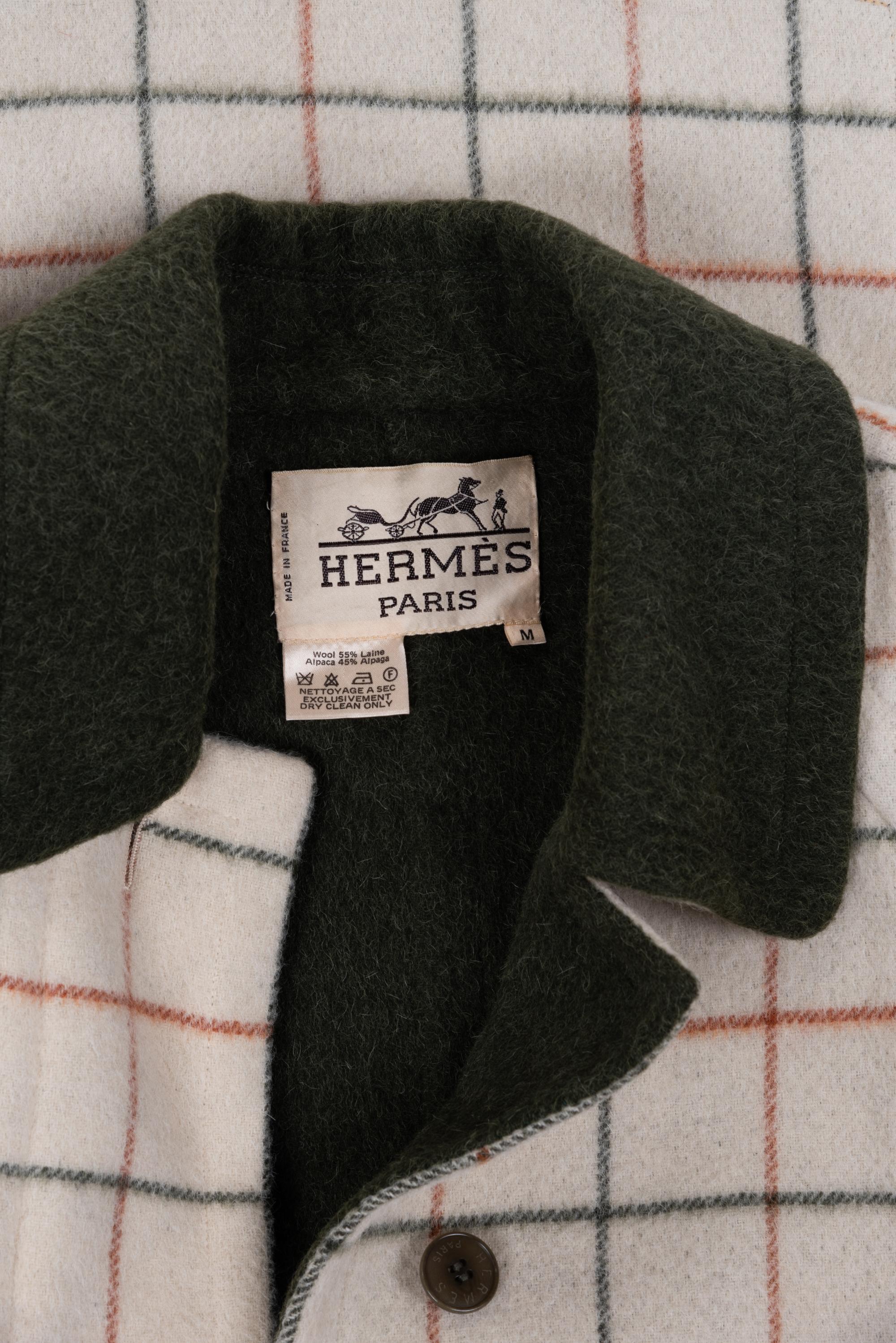 Hermès Wool Plaid Coat, 1980s