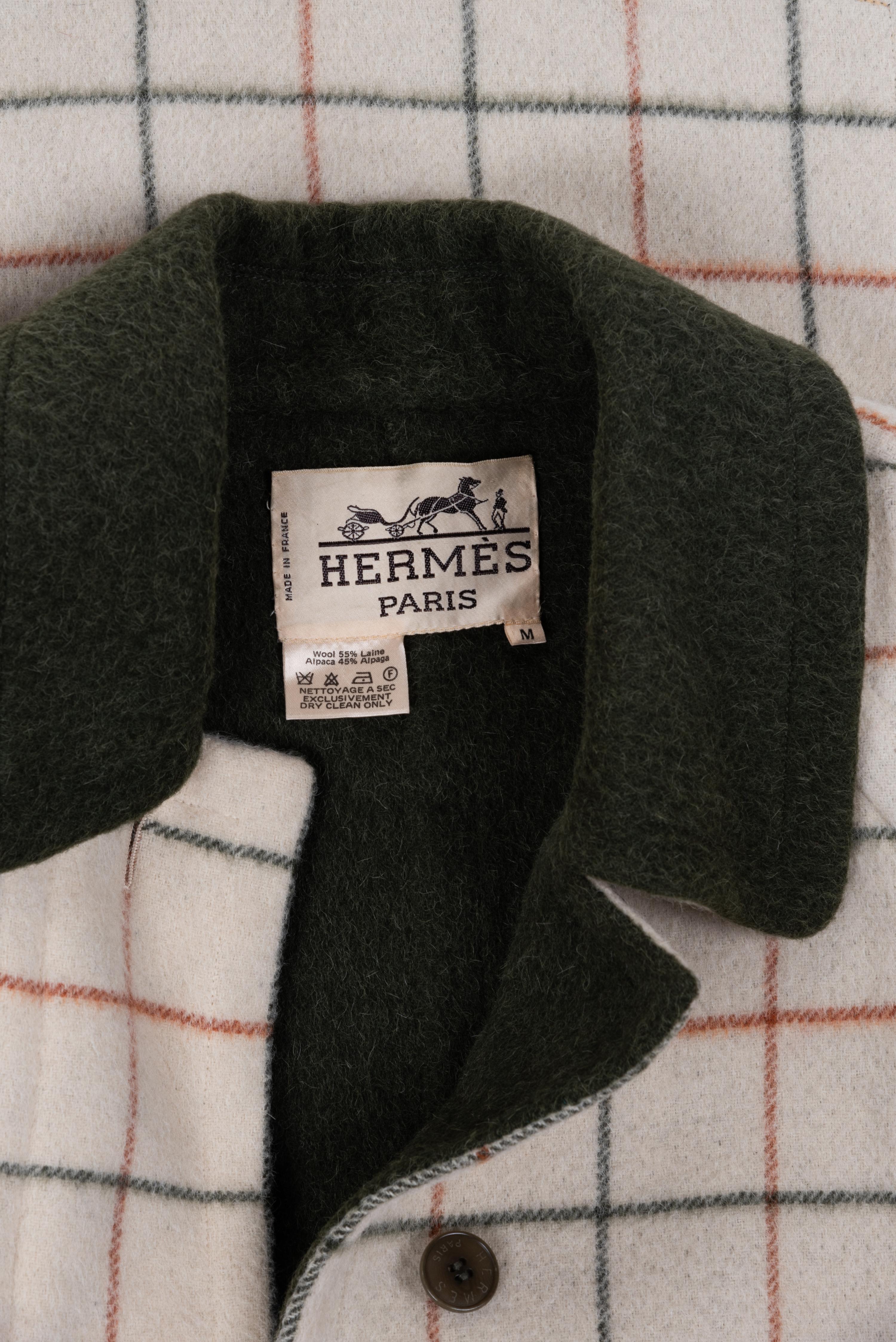 Hermès Wool Plaid Coat, 1980s