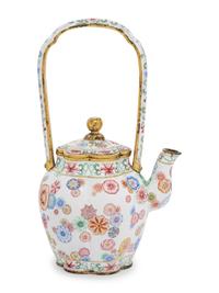 A Peking Enamel on Copper 'Floral' Covered Teapot