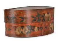 A Pennsylvania Polychrome Painted Bentwood Hat Box