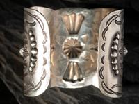 Navajo Heavily Stamped Silver Cuff Bracelet