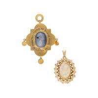 ANTIQUE, SAPPHIRE AND MICROMOSAIC PENDANT