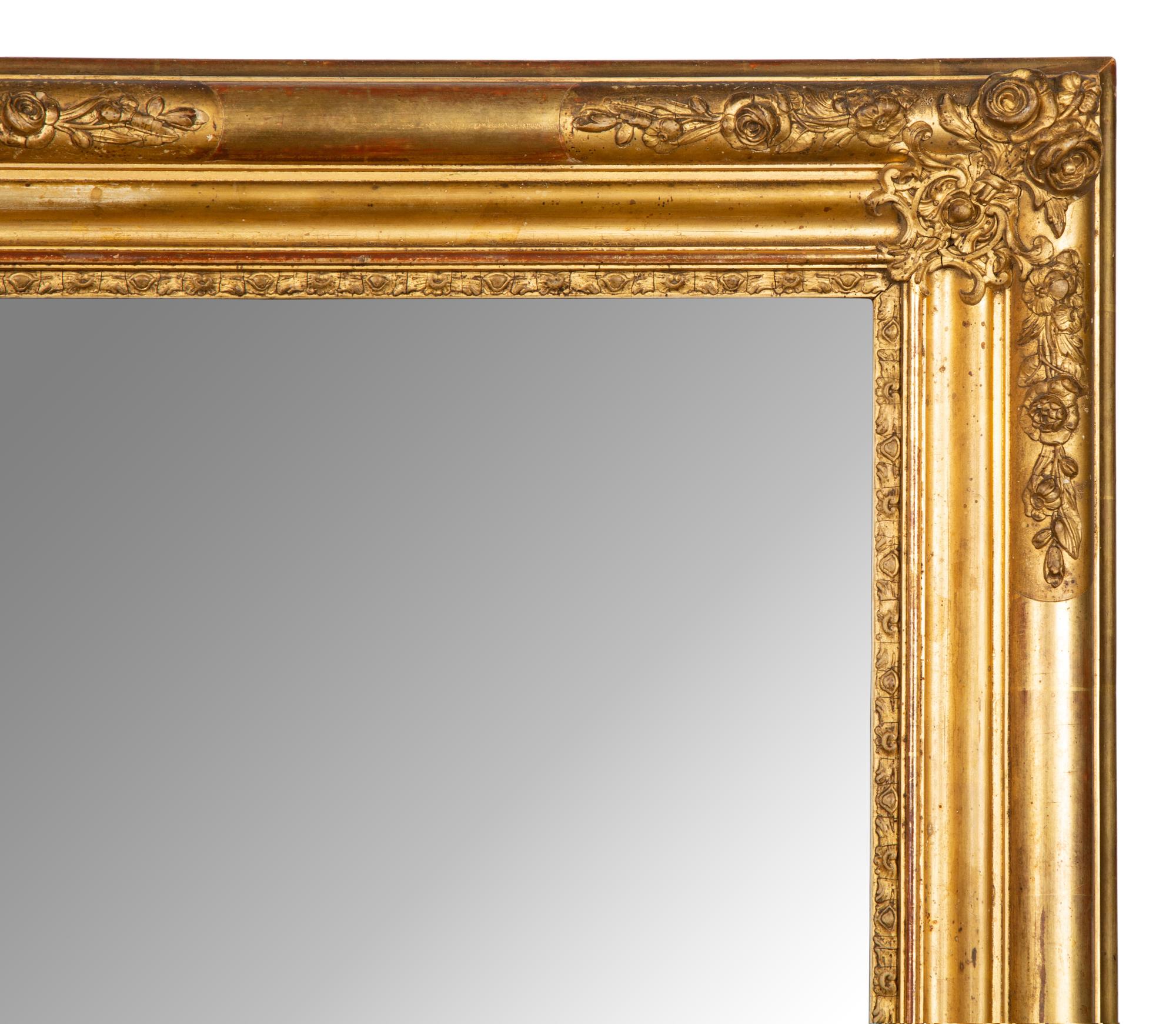 A Louis XVI Style Giltwood Framed Mirror — 19TH CENTURY