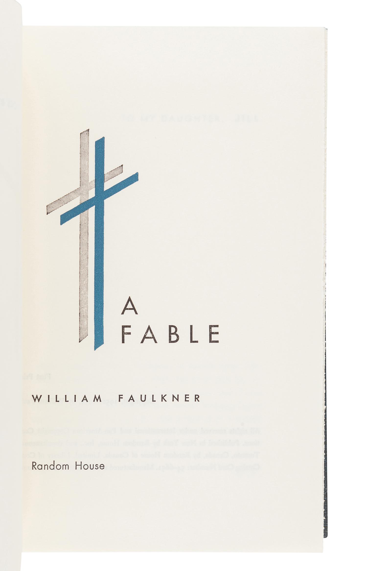 FAULKNER, William (1897-1962). A Fable. New York: Random House, 1954.